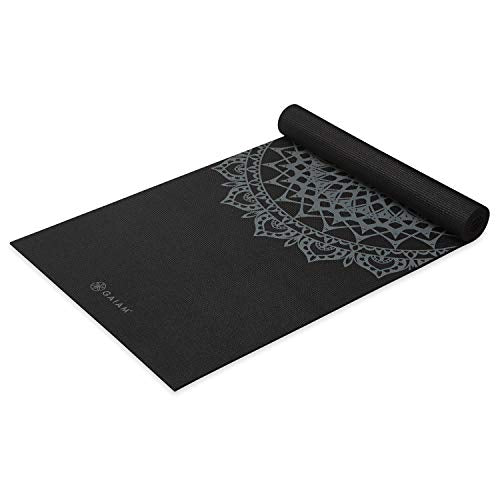 Gaiam Yoga Mat - Premium 5mm Print Thick Non Slip Exercise & Fitness Mat for All Types of Yoga, Pilates & Floor Workouts (68" x 24" x 5mm) - color: Black Marrakesh