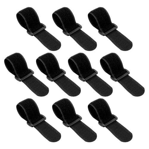PATIKIL 1"x6" Reusable Cinch Straps, 10Pcs Adjustable Nylon Multipurpose Hook and Loop Cable Securing Straps with Plastic Buckle for Organizer Storage Cables Cords Ropes, Black - color: Black, size: 1" x 6"