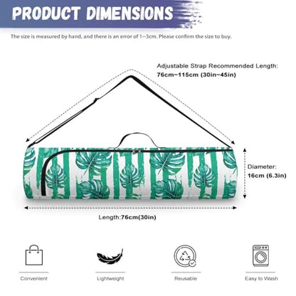 Yoga Mat Bags for Women Lightweight Gym Bag with Strap Full Zip Yoga Accessories - color: Stripe Palm
