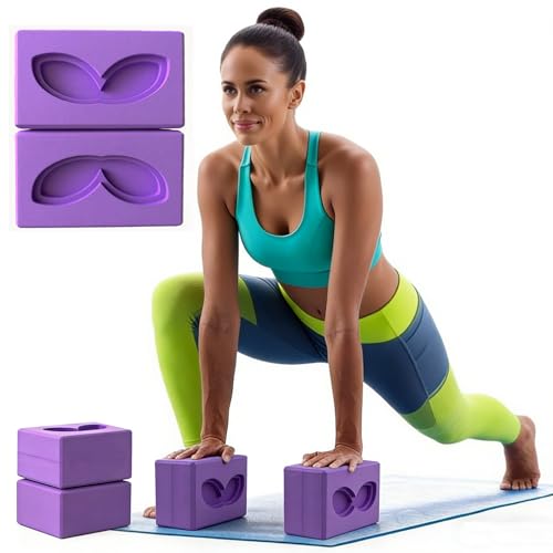 2 Pcs Large Yoga Blocks, Rabbit ear patterned yoga blocks,Supportive Latex-Free Eva Foam - Soft Non-Slip Surface with Beveled Edges for Yoga, Pilates, Meditation - Yoga Accessories for Stability, Balance, Deepen Stretches,yoga blocks set