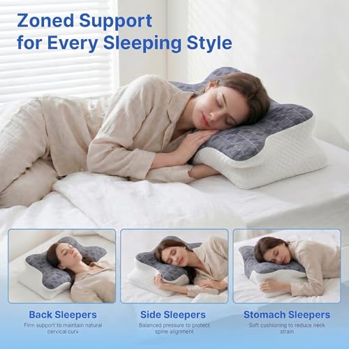 Upgrade Cervical Pillow for Neck Support, 2-Height Adjustable Pillow - color: Graphene Pillow