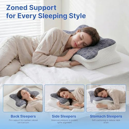 Upgrade Cervical Pillow for Neck Support, 2-Height Adjustable Pillow - color: Graphene Pillow