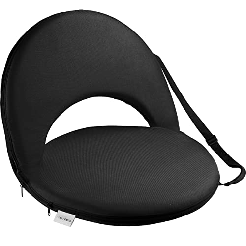 Alpcour Folding Stadium Seat – Deluxe Outdoor Camping Reclining Waterproof Cushion Chair for Bleachers – Best 6-Position Back Support Picnic Bleacher Seats w/Extra Thick Padding for Support & Comfort - color: Black