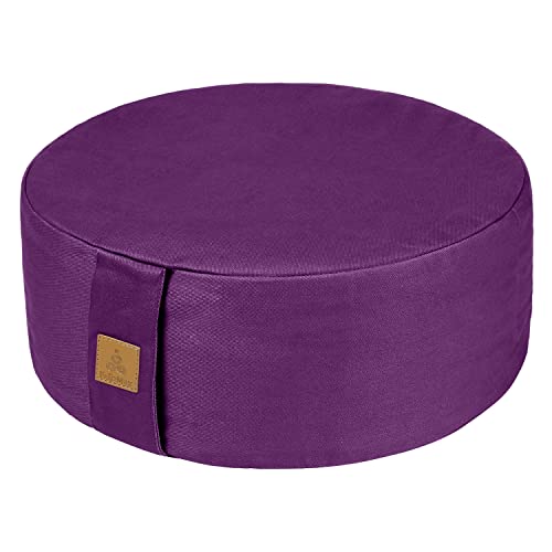 Zafu Buckwheat Meditation Cushion,D=13"/16" H=5.5",Round Zabuton Meditation Pillow,Yoga Bolster Kneeling Pillow Premium Yoga Pillow for Sitting on Floor Zippered Cotton Cover - color: Purple, size: 13”x13”x5”