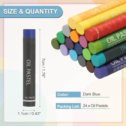 PATIKIL Dark Blue Oil Pastels, 24Pcs Soft Oil Crayons Creamy Pastels Stick Art Supplies for Art Painting Drawing Blending Graffiti for Drawing Beginners Artists - color: Dark Blue