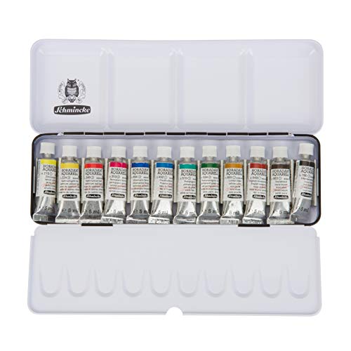 Schmincke Horadam aquarell set 12 x 5 ml, 74 112 09 | metal box, painting set, finest premium watercolors