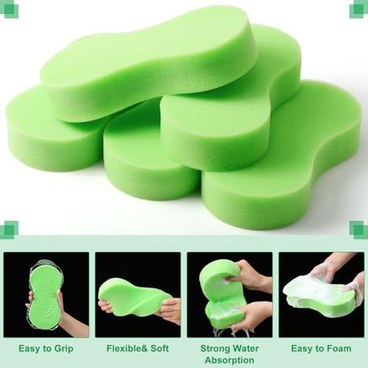 Vesici 24 Pack Large Sponges Bulk Multi-Purpose Extra Large Sponge for Washing Cars Field Day Water Games Household Cleaning Car Boat Bike Kitchen Bathroom Vacuum Compressed Packing (Bright Green) - color: Bright Green