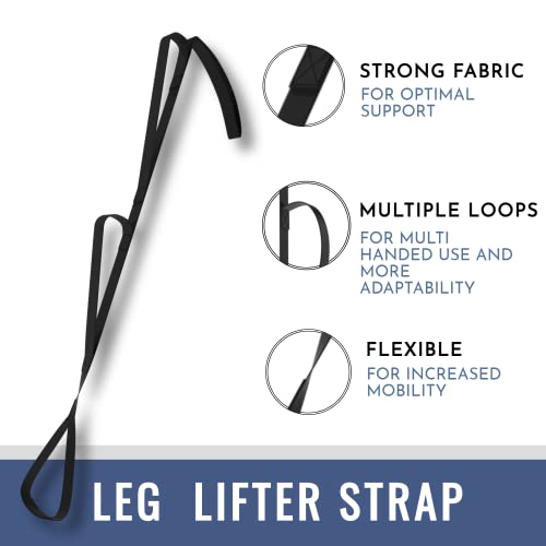 VMA 47” Leg Lifter Strap – Foldable Extra Long Strap with Loops for Hip or Knee Replacement Recovery, Mobility Aids and Equipment (2 Pack)