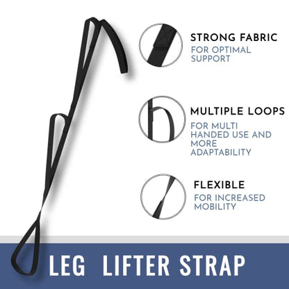 VMA 47” Leg Lifter Strap – Foldable Extra Long Strap with Loops for Hip or Knee Replacement Recovery, Mobility Aids and Equipment (2 Pack)