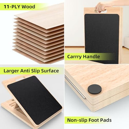 Adjustable Wooden Slant Board for Calf Stretching ,Portable Calf Strecther Incline Board for Knees Ankle Heel Feet Leg,Slanted Board for Physical Therapy