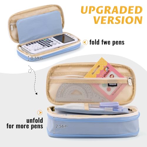 EASTHILL Big Capacity Pencil Pen Case Office College School Large Storage High Capacity Bag Pouch Holder Box Organizer Light Blue - color: Light Blue