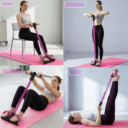 Pedal Resistance Bands with Handles for Home Work Out - color: Pink