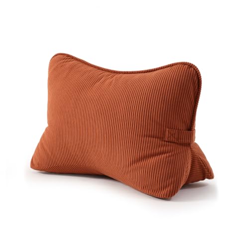 Pat. Pend. Corduroy Back Support Pillow for Bed Sitting and Headboard Support, Lumbar Cushion for Relaxing and Watching TV, Triangle Backrest Pillow, Brick Red - color: Brick Red