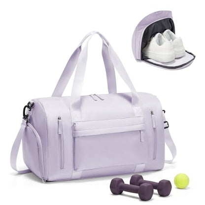 Gym Bag for Women with Shoes Compartment Travel Duffel Bag Purple - color: J3-Purple