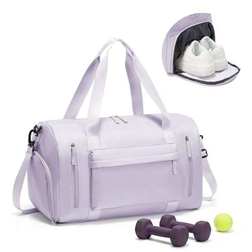 Gym Bag for Women with Shoes Compartment Travel Duffel Bag Purple - color: J3-Purple