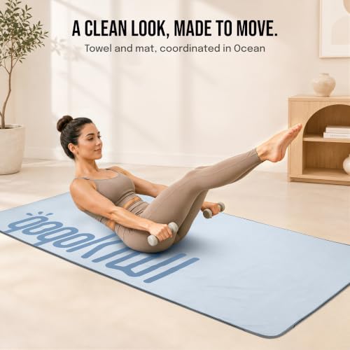 Gogokiwi Yoga Mat and Towel Set with Strap, 72 x 36 in, Non Slip Pilates - color: Ocean