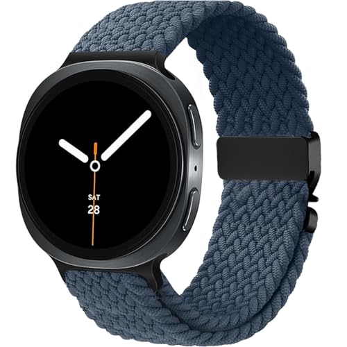 Nylon Braided band Compatible with Samsung Galaxy Watch 8 40mm 44mm, Elastic Band for Galaxy Watch 8 Classic 46mm - color: Dark Blue
