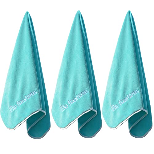 Microfiber Gym Towels Bigger Size Super Soft for Exercise Fitness, Sports | Highly Absorbent Workout Towel, 380-GSM 15 x 31-Inch Quick-Drying Yoga Towels (3 Pack, Teal) - color: Green, size: 3P-15x31 inches