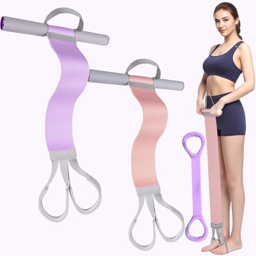 Fabric Resistance Band with Handles,Non-Slip Foot Pedal Puller Resistance Band for Legs & Glutes Working Out,Portable Yoga & Physical Therapy&Home Fitness Accessories for Women & Men - color: 1pc pink & 1pc purple