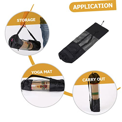 Kisangel Yoga Mat Mesh Bag Adjustable Shoulder Strap Yoga Mat Carrier Breathable Storage Bag for 35.43 X 9.84 in Mats 2-Pack