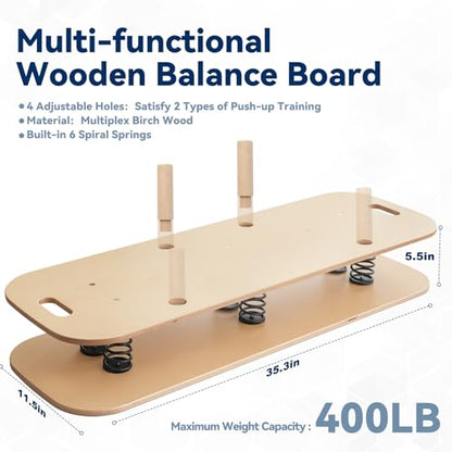 Wooden Balance Board & Wobble Board with Spring System,Adjustable Balance Board for Standing Desk,Stability Trainer for Physical Therapy,Core Strength,Posture Improvement & Home Office Use