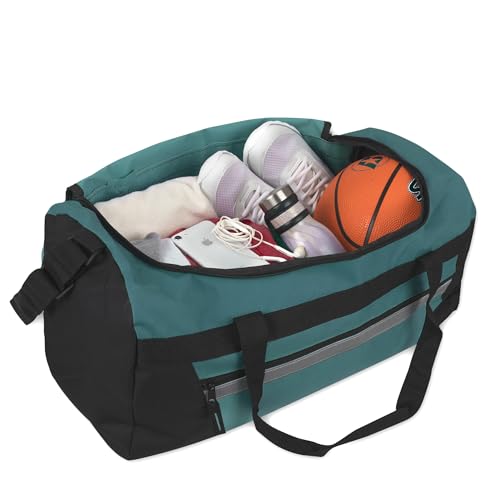 40 Liter, 22 Inch Reflective Duffle Bag with Shoulder Strap for Men, Women, Travel - color: Green