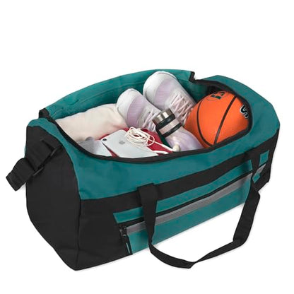 40 Liter, 22 Inch Reflective Duffle Bag with Shoulder Strap for Men, Women, Travel - color: Green