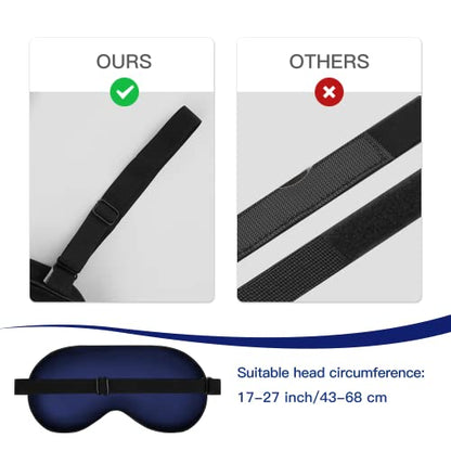 Silk Sleep Mask, Blackout Eye Mask for Sleeping with Adjustable Strap - color: Blue