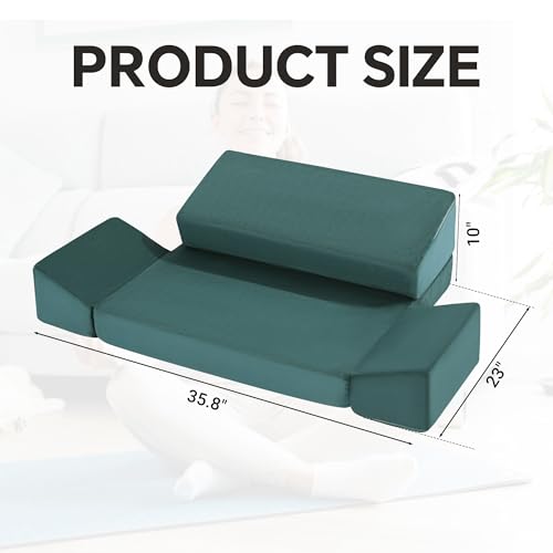 HOMBYS Large Meditation Cushion Foam Meditation Pillows for Sitting on Floor, Yoga Pillow for Adult, Meditation Mat with 2 Knee Cushions and Hip Support-3 Shapes for Different People - color: Green