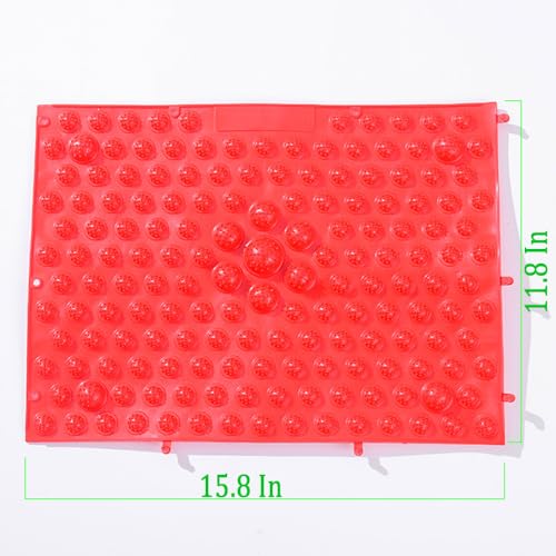 2-in-1 Foot Massage Mat & Reflexology Pad - Acupressure Mat with Toe Plates, Anti-Slip, Suitable for Bathroom, Yoga, Outdoor Games & More (Red) - color: Red