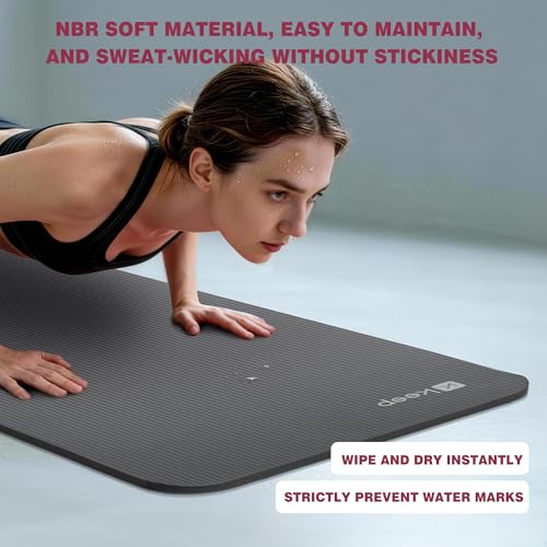 KEEP Extra Thick NBR Yoga Mat - color: Grey, size: 72”x24”x10mm