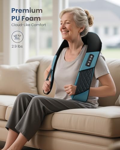 COMFIER 2026 업그레이드된 무선 목 및 어깨 지압 마사지기, 열 포함