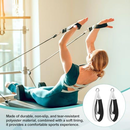 Pilates Double Loop Strap, D-Ring Padded Fitness Strap Pilates Handle Exercise - color: White