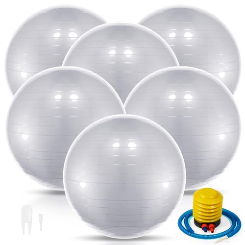 Jexine 6 Pcs Yoga Ball Exercise Ball - color: Gray, size: 25.59 Inch