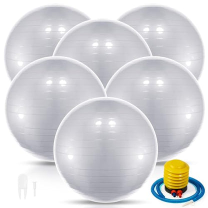 Jexine 6 Pcs Yoga Ball Exercise Ball - color: Gray, size: 25.59 Inch