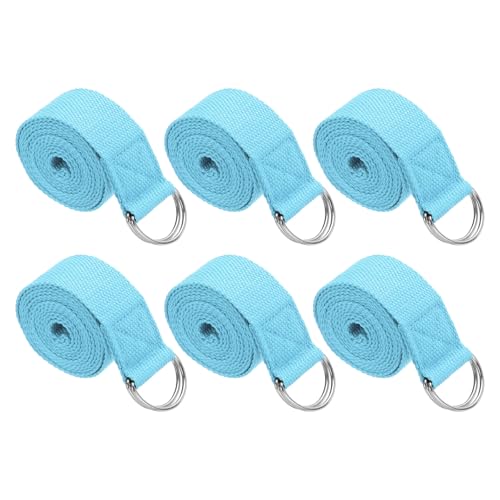 PATIKIL Yoga Strap for Stretching Cotton Yoga Belt with Adjustable Metal D-Ring Buckle Stretch Bands for Fitness Pilates - color: Sky Blue, size: 6 Feet