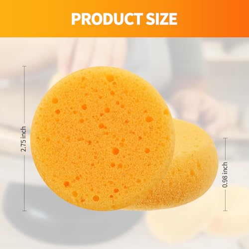 6 Pcs Pottery Sponges, 2.75 inch Yellow Round Sponges for Clay Art, Painting & Crafts, Tack Cleaning Sponges for Household & Leather Care - size: 6pcs
