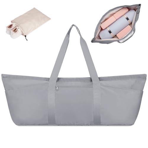 sportsnew Large Yoga Mat Bag Trolley Sleeve Gym Carrier Shoe Bag Wet Pocket | water-resistant fabric, large capacity,wide full-zip opening,separate shoe bag,2 yoga mat holder straps,multi-pocket storage - color: Grey