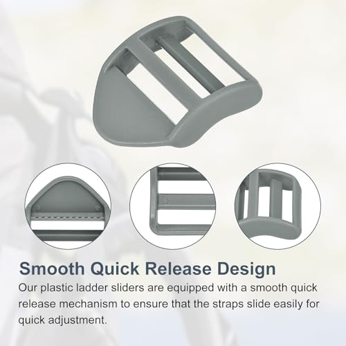 uxcell Plastic Ladder Slider Adjustable Buckles | Tension Lock Tri-Glides for Belt Backpack Straps Part Replacement - color: Gray, size: 1"