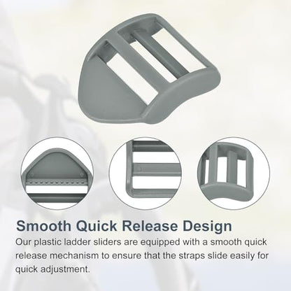 uxcell Plastic Ladder Slider Adjustable Buckles | Tension Lock Tri-Glides for Belt Backpack Straps Part Replacement - color: Gray, size: 1"