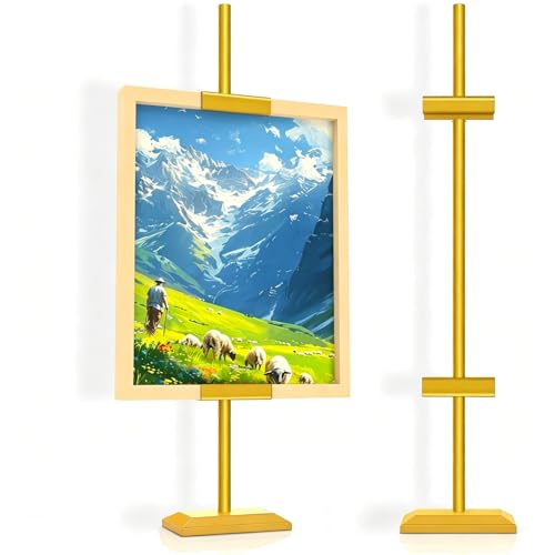 29" Adjustable Tabletop Easel Stand for Picture Frames, Gold | Adjustable Picture Frame , Picture Easels for Display,Gold Metal Picture Frame Holder Stand for Artwork, Photo,Sign.