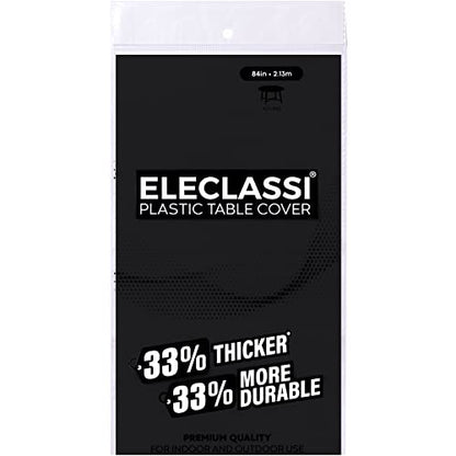 Eleclassi Black 6 Pack Premium Round Disposable Plastic Tablecloth - 84 Inch Round Plastic Table Cloths for Parties Disposable Tablecloth - Round Plastic Tablecloth - Black Round Tablecloth - color: Black
