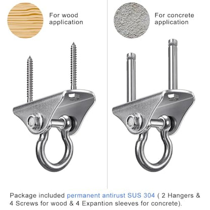 SELEWARE Heavy Duty Swing Hanger Stainless Steel Ceiling Swing Hooks 2 Pack - color: 180° Swing Hanger ( 2 Pack )