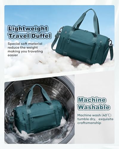 Gym Bag for Women with Shoes Compartment Travel Duffel Bag Peacock Blue - color: J2-Peacock Blue