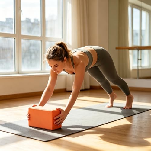 Non-Slip High-Density Yoga Foam Block Balance and Support for Yoga Pilates and Meditation ORANGE