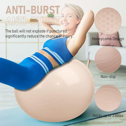 Leyndo 4 Pcs 26 Inch Yoga Exercise Ball Pilates - color: Nude