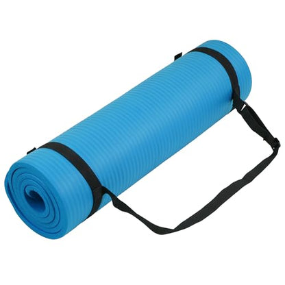 Fitvids Yoga Mat, 1/2-Inch Extra Thick High Density Exercise Mat, Anti-Tear Exercise Yoga Mat with Carrying Strap, Suitable for Various Yoga Exercises - color: Blue