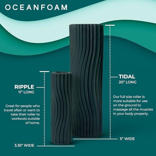 Oceanfoam Tidal Roller - Hunter - Muscle Massage Foam Roller for Back Pain & Stretching - Firm and Ergonomic Wide Wave Textured - Yoga, Athletics, & Wellness - Full Size, 20" x 5" - color: Hunter