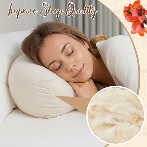 Leinuosen Organic Kapok Orthopedic Roll Pillow 12"x4" – Neck, Back, Knee & Leg Support Bolster – Cervical & Lumbar Roll for Pain Relief, Spinal Alignment – Natural Filling, Adjustable for Bed & Travel - size: 12" x 4"