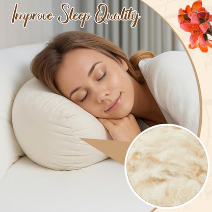 Leinuosen Organic Kapok Orthopedic Roll Pillow 12"x4" – Neck, Back, Knee & Leg Support Bolster – Cervical & Lumbar Roll for Pain Relief, Spinal Alignment – Natural Filling, Adjustable for Bed & Travel - size: 12" x 4"